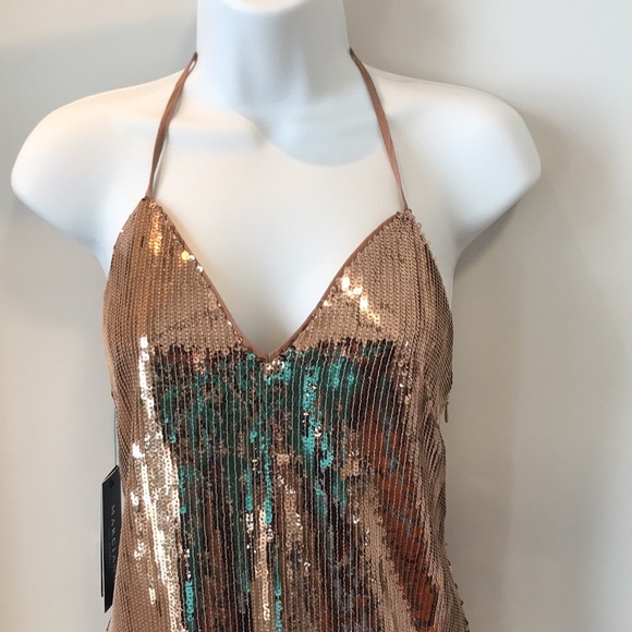 Marciano golden sand halter dress. - Picture 2 of 12